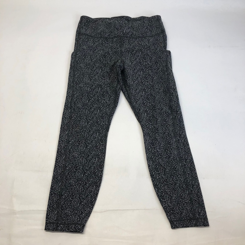 Athleta Salutation Stash Pocket High Rise Leggings Black White Speckled Yoga M